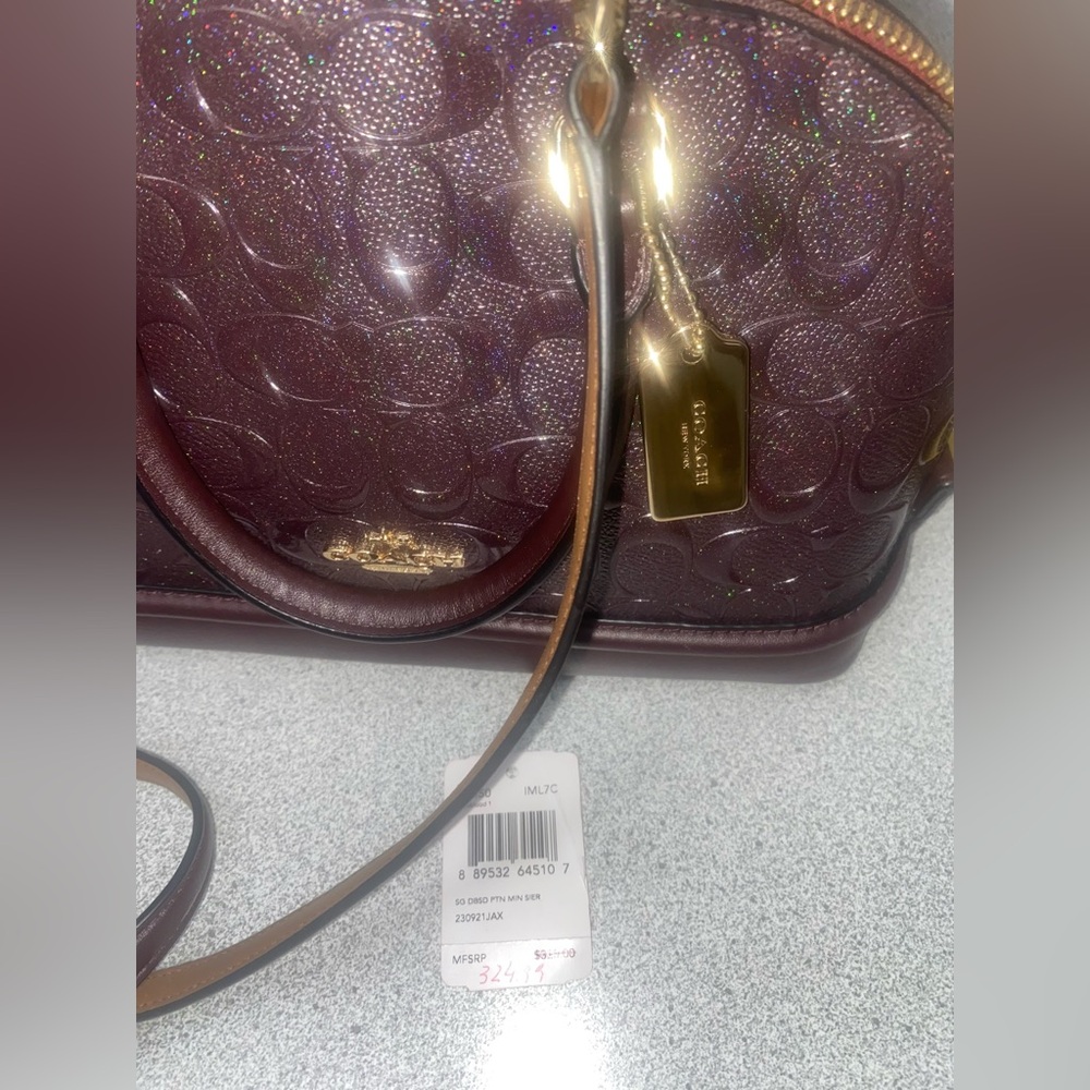 Coach Signature Debossed Patent Oxblood Mini Sierra Crossbody GUC - Picture 12 of 15